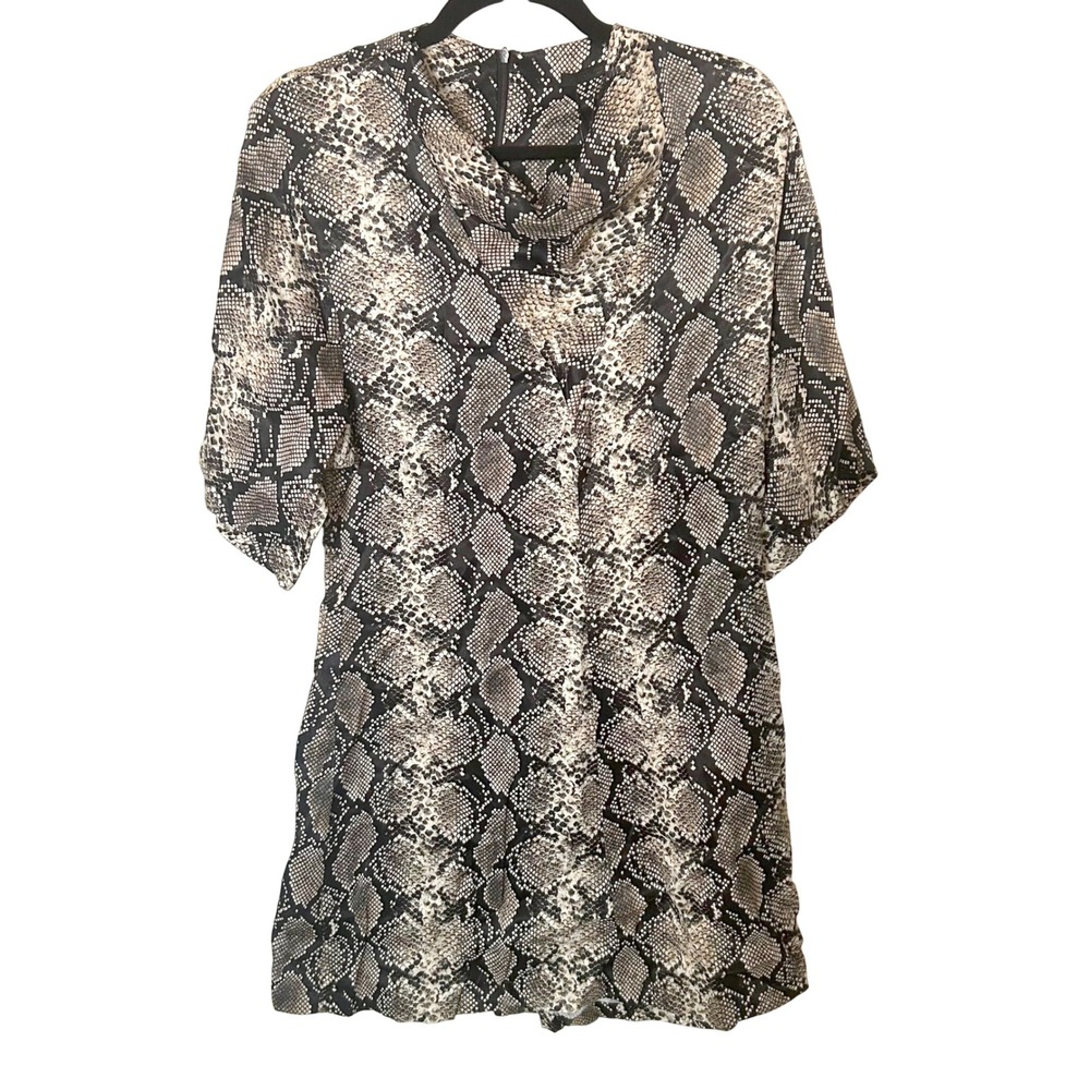 NWT ZARA Large Snake print 1/2 sleeve knee length dress cocktail indie sleaze